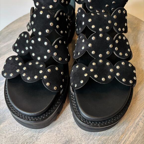 Alaia Paris Black Studded Suede Gladiator Sandals EU 38 US Sz 8 Designer Shoes - Picture 5 of 10